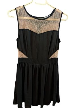 Charlotte Russe Black Dress with Nude Lace Overlay